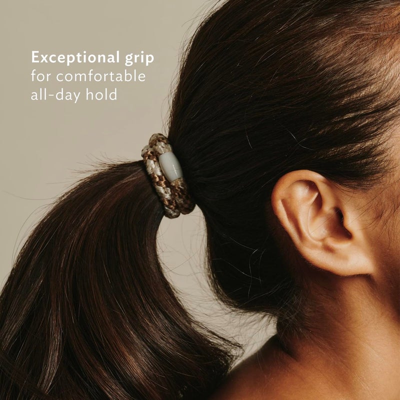 L. Erickson Brown Hair Ties for Thick Hair, Grab & Go Ponytail Holders, 8 Pack, Metallic Bronze, Thick No-Crease Bands with Strong Hold and Damage-Free Design | L. Erickson - Image 3